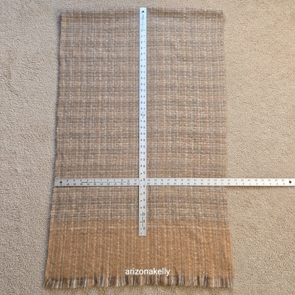 NWOT Wool Tweed Scarf Ralph Lauren Thick Tan - Picture 8 of 16